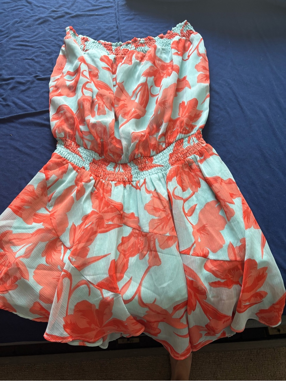 Women’s Coral Floral Smocked Waist Dress